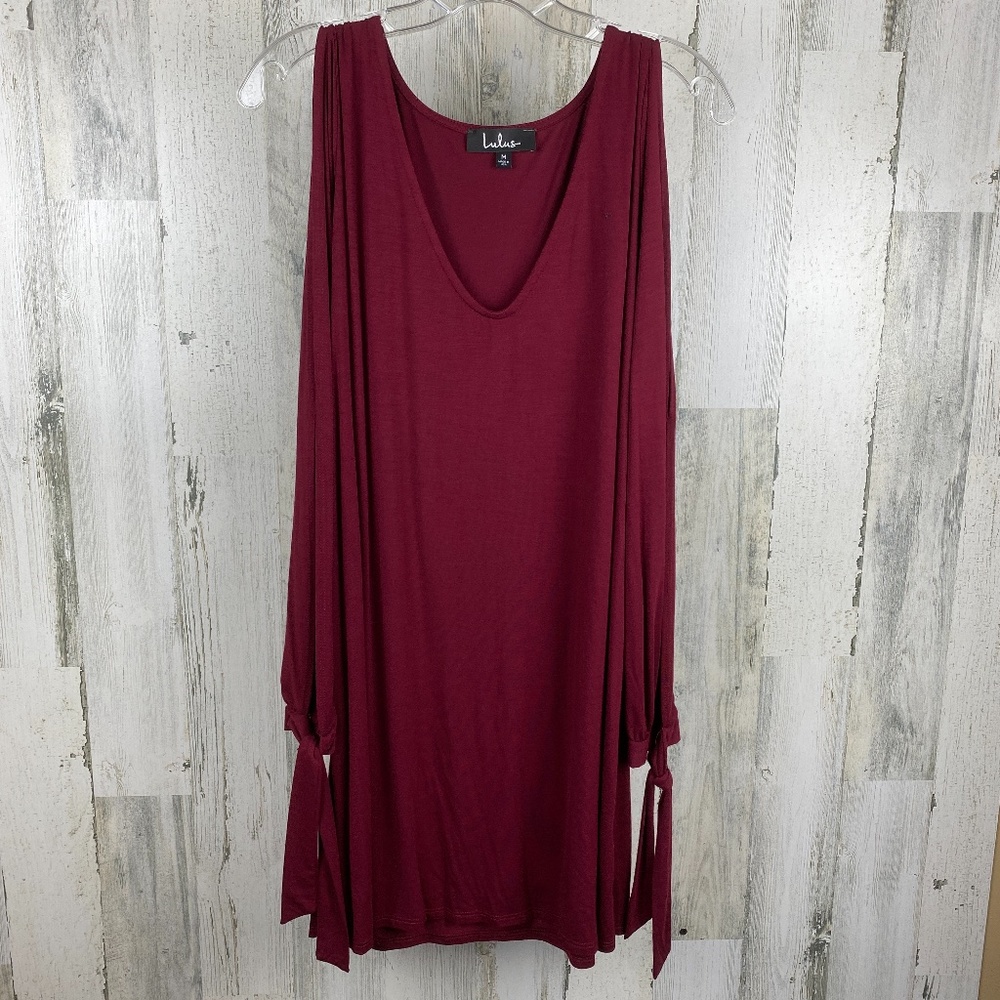Lulus Shirt Dress Slit Arm Red Size M NWT